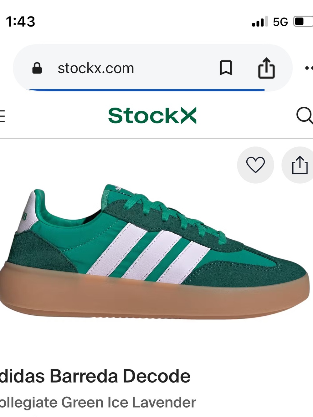 adidas Barreda Decode Sneaker - Collegiate Green/White